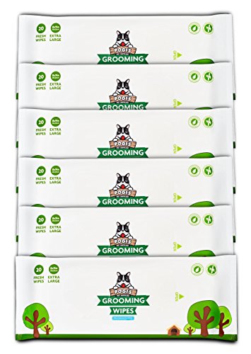 Pogi's Grooming Wipes Paquete de Viaje - 120 toallitas desodorantes para Perros - No perfumadas, Naturales, Extra Grandes, Biodegradable