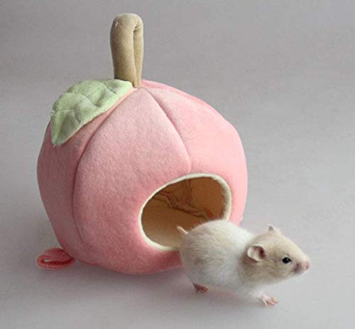 PRINDIY Casa de hámster en Forma de Manzana Ropa Rosa para Mascotas Saco de Dormir Medidas frías Animales pequeños Artículos para Mascotas para el Invierno