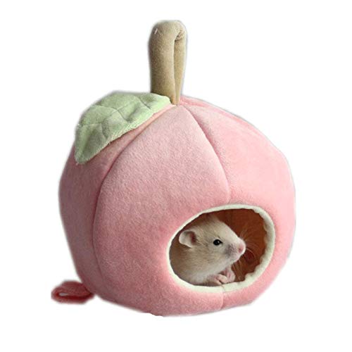 PRINDIY Casa de hámster en Forma de Manzana Ropa Rosa para Mascotas Saco de Dormir Medidas frías Animales pequeños Artículos para Mascotas para el Invierno