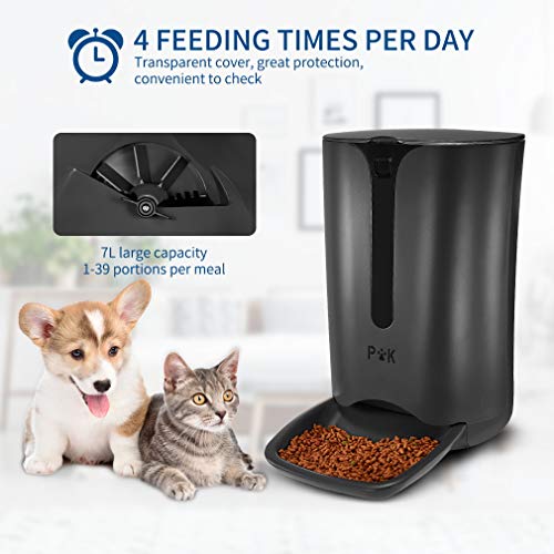 PUPPY KITTY 7L Dispensador automático de Comida para Perros y Gatos Grabación Vocal programable 4 Comidas al día