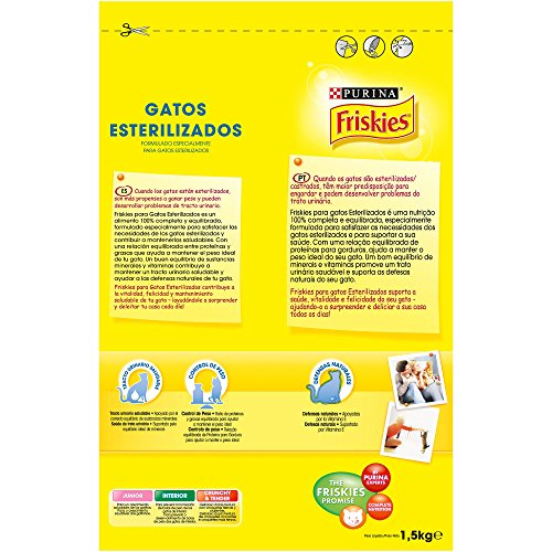 Purina Friskies Esterilizados Pienso para Gato Adulto Pavo y Verduras 6 x 1,5 Kg