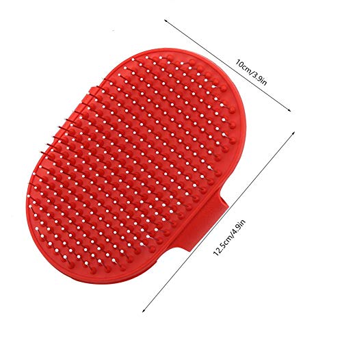 Smandy Cepillo de Silicona para Mascotas Masaje para Mascotas Baño Champú Cepillo Perros Gatos Limpieza Masaje Peine Cabeza Redonda Dientes Cepillos de Aseo para Cabello Largo y Corto(Rojo)