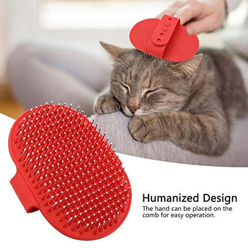 Smandy Cepillo de Silicona para Mascotas Masaje para Mascotas Baño Champú Cepillo Perros Gatos Limpieza Masaje Peine Cabeza Redonda Dientes Cepillos de Aseo para Cabello Largo y Corto(Rojo)