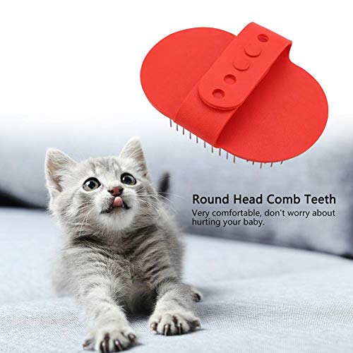 Smandy Cepillo de Silicona para Mascotas Masaje para Mascotas Baño Champú Cepillo Perros Gatos Limpieza Masaje Peine Cabeza Redonda Dientes Cepillos de Aseo para Cabello Largo y Corto(Rojo)