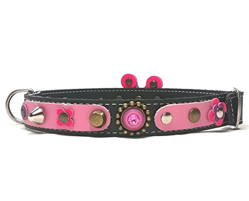 Superpipapo Original Collar para Perros, Todas Las Tallas, Correa Opcional, Diseño Exclusivo con una Grande Flor Rosa Fucsia, Pequeño, 40 cm XS-Wide: Cuello 25-30 cm, Ancho 28mm