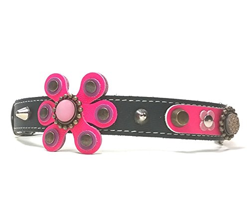 Superpipapo Original Collar para Perros, Todas Las Tallas, Correa Opcional, Diseño Exclusivo con una Grande Flor Rosa Fucsia, Pequeño, 40 cm XS-Wide: Cuello 25-30 cm, Ancho 28mm