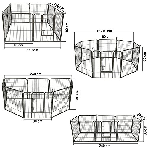 TecTake Parque para Mascotas Valla Libre Corriendo Jaula para Animales - Varios Modelos - (8 Vallas | no. 401717)