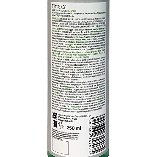 Timely - Aloe Your Dog, champú delicado para perros de pelo suave, 250 ml