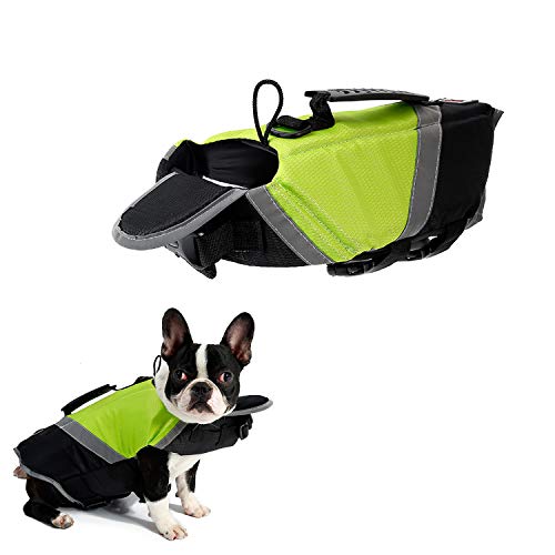 Tineer Chaleco Salvavidas de Dog Life con Relleno Extra de Seguridad Protector de Traje de baño Reflectante para Perros pequeños, medianos, Grandes Seguridad en la Piscina, en la Playa (XL, Verde)