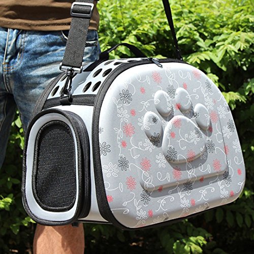 Transportin Perro/Transportin Gato, Respirable Plegable Bolsa de Viaje para Mascotas (M Espuma, Gris) …