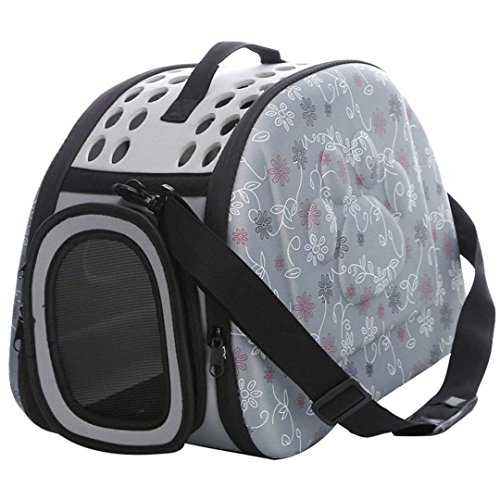 Transportin Perro/Transportin Gato, Respirable Plegable Bolsa de Viaje para Mascotas (M Espuma, Gris) …