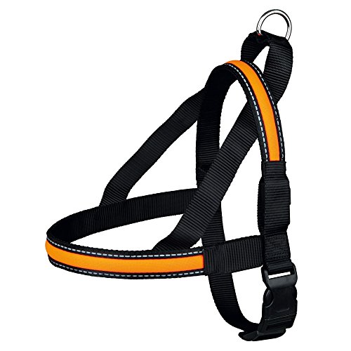 Trixie 13267 Arnés Noruego Flash USB, M-L, 60-75 cm, Negro-Naranja