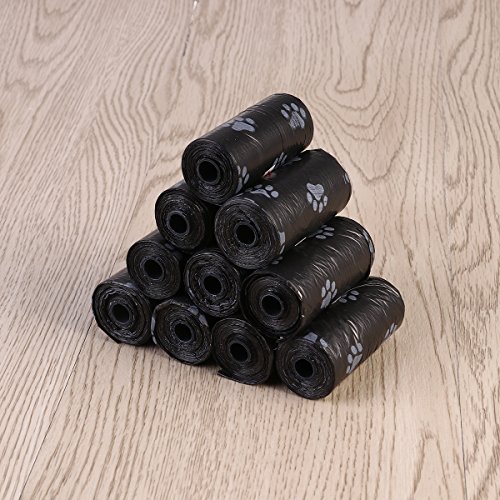 UEETEK Bolsas para cacas Perros Gatos Animal Domestico Negro 12 Rollos (180 Bolsas en Total)