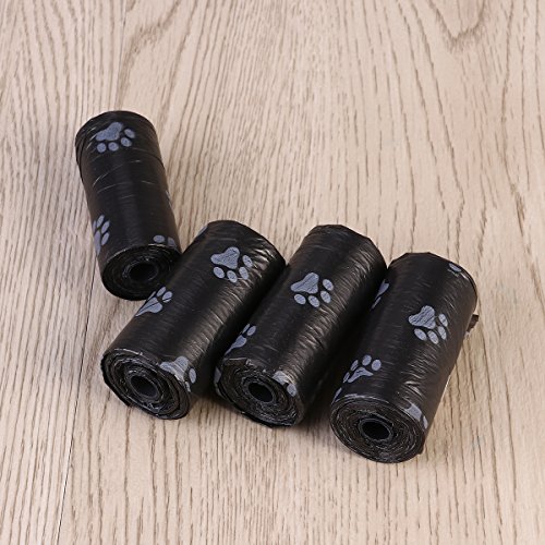 UEETEK Bolsas para cacas Perros Gatos Animal Domestico Negro 12 Rollos (180 Bolsas en Total)