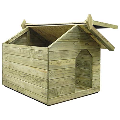 Wakects Caseta para Perros de Exterior, caseta para Perros con Techo abatible, caseta para Perros de Madera impregnada con FSC, Impermeable, fácil Mantenimiento, 85 x 103,5 x 72 cm