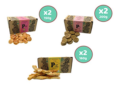 Waniyanpi Selección de Snacks 1,02kg: Minipizzas 150g (x2), Palitos 160g (x2), Piel y Pelaje 200g (x2)