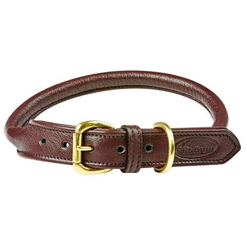 Weatherbeeta - Collar redondeado de piel para perro (L) (Marrón)