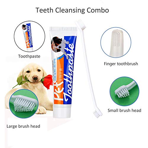 Wood.L Conjunto De Pasta Dental para Cepillos De Dientes para Mascotas Higiene Bucal para Perros Y Perros Limpieza Dental Pasta De Dientes Comestible Cepillo De Dientes