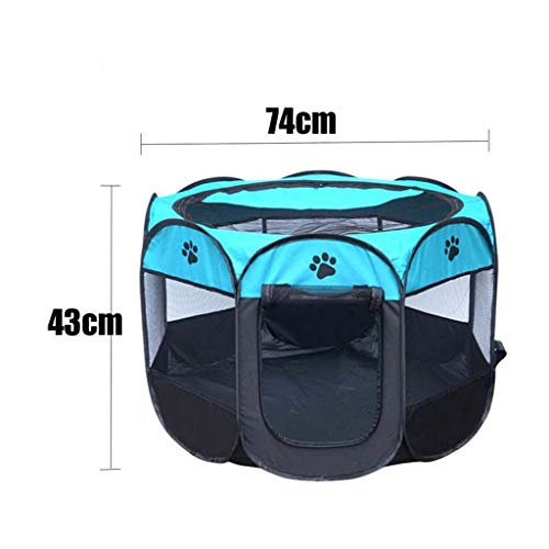 WWWANG Carpa Plegable portbale Casa del Animal doméstico del Perro del Gato del Perro Jaula Carpa Valla Perrito del bebé Perrera fácil operación Octogonal Valla for jardín (Color : Blue)