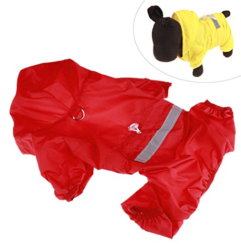 Xiaoyu chaqueta impermeable para perro de mascota con chubasquero impermeable y tiras reflectantes de seguridad ajustables para perro, rojo, M