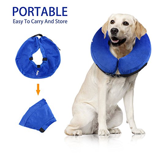 YAMI Collar de recuperación Inflable para Perros, Cono de Cuello isabelino Ajustable para Mascotas Recuperación de cirugía o heridas (L)