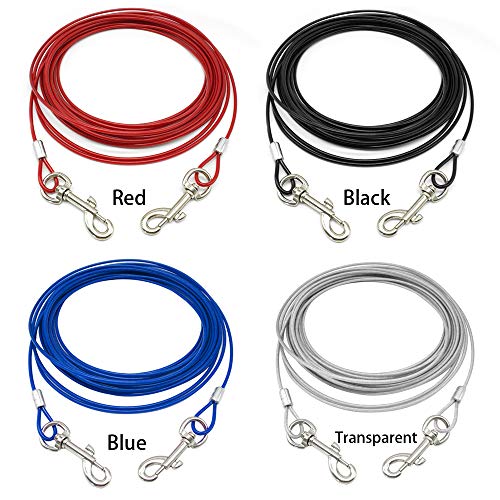 YXDZ 3M 5M 10M Atan hacia Fuera La Correa del Cable para Perros Al Aire Libre Camping Picnics Mascota Perro Correa De Alambre De Plomo A Prueba De Mordida Rojo Blanco Negro Azul