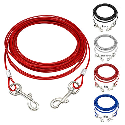 YXDZ 3M 5M 10M Atan hacia Fuera La Correa del Cable para Perros Al Aire Libre Camping Picnics Mascota Perro Correa De Alambre De Plomo A Prueba De Mordida Rojo Blanco Negro Azul