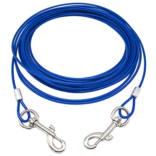 YXDZ 3M 5M 10M Atan hacia Fuera La Correa del Cable para Perros Al Aire Libre Camping Picnics Mascota Perro Correa De Alambre De Plomo A Prueba De Mordida Rojo Blanco Negro Azul