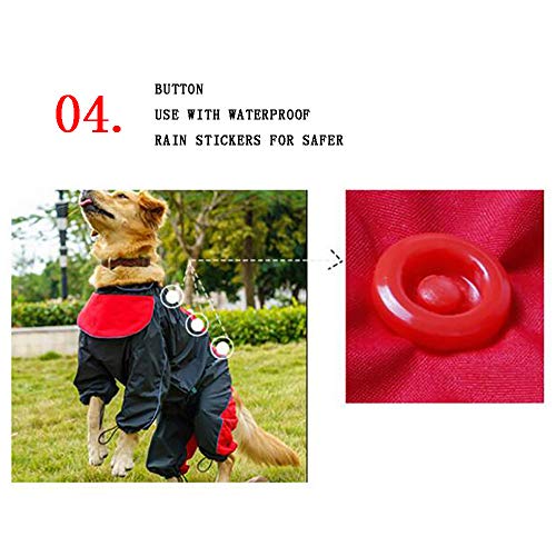 Zhyaj Impermeable para Perros,Impermeable Ajustable con Correa de Resorte, Ultra-Light Transpirable 100% Impermeable Chaqueta para Lluvia,Rojo,28