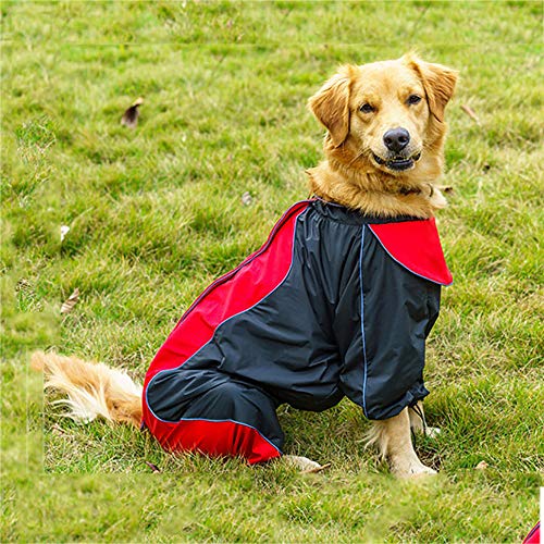 Zhyaj Impermeable para Perros,Impermeable Ajustable con Correa de Resorte, Ultra-Light Transpirable 100% Impermeable Chaqueta para Lluvia,Rojo,28