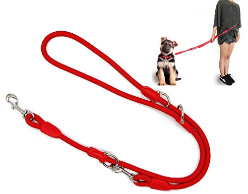 BPS Correa para Perro Mascotas Correa de Perro Doble Ajustable Varias Posiciones Perro Mediano Grande 2 Dimensión Elegir M/L (L, Rojo) BPS-3801RJ