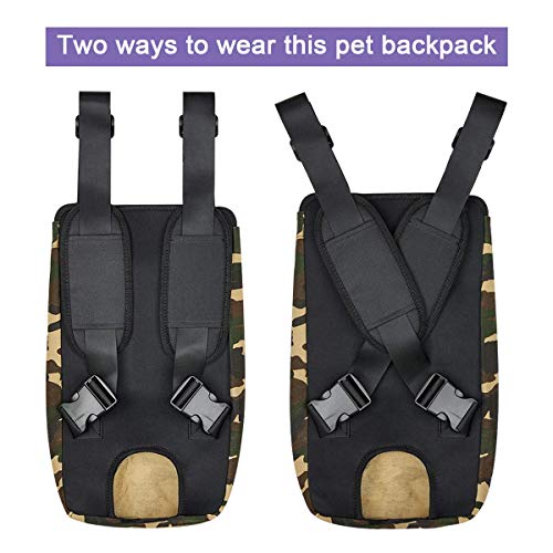 Bwiv Mochilas para Perros Mochilas Prepositiva para Perros y Gatos Mascotas Cachorros Portatíl Seguro Cómodo para Viajar Senderismo Algodón Camuflaje Talla XL