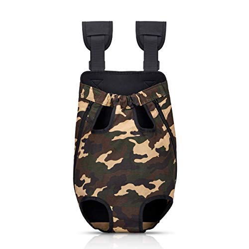 Bwiv Mochilas para Perros Mochilas Prepositiva para Perros y Gatos Mascotas Cachorros Portatíl Seguro Cómodo para Viajar Senderismo Algodón Camuflaje Talla XL