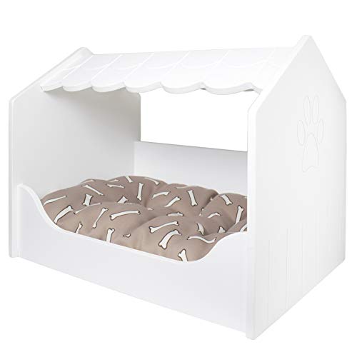 Cama para Perros de Madera Casita (S, Huesos)