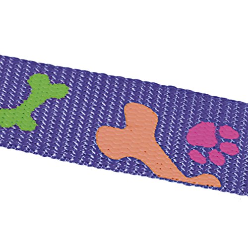 CHAPUIS SELLERIE SLA485 Arnés Ajustable de Perro - Correa de Nailon con Estampado de Patas Violeta - Ancho 15 mm - Dimensiones 30-50 cm - Talla S