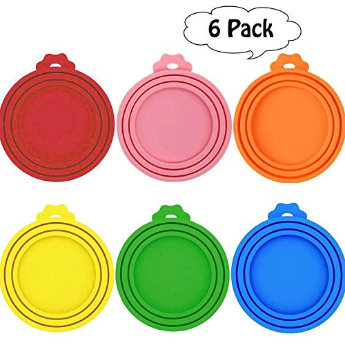 Cubiertas de Silicona para latas de Mascotas - WENTS 6PCS para mascotas perros gatos comida lata se adapta a todos los tamaños estánda tapas universales de silicona para tapas de latas