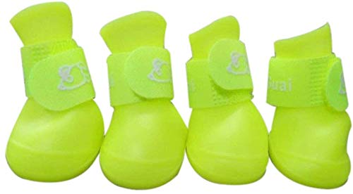 Ducomi Zampette - Zapatillas Impermeables para Perros - Cómodas y Fáciles de Poner - Protegen Las Patas de tu Mascota - Reducen el Riesgo de Infecciones en Caso de Heridas (S, Amarillo)