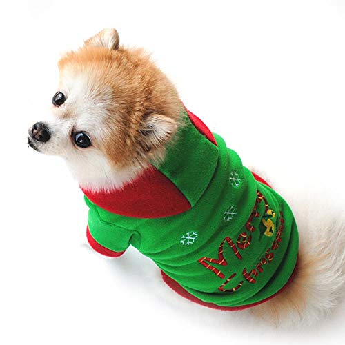 Feliz Navidad Ropa para Perros Patrón de Abrigo Rojo/Verde Perro Mascota Perro Árbol Invierno Ropa de Navidad Lindo Abrigo Invierno Otoño 28, Rojo M, España