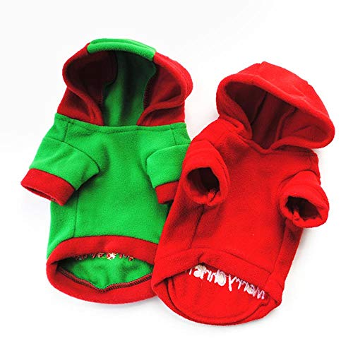 Feliz Navidad Ropa para Perros Patrón de Abrigo Rojo/Verde Perro Mascota Perro Árbol Invierno Ropa de Navidad Lindo Abrigo Invierno Otoño 28, Rojo M, España