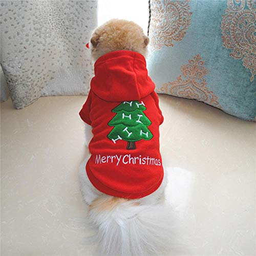 Feliz Navidad Ropa para Perros Patrón de Abrigo Rojo/Verde Perro Mascota Perro Árbol Invierno Ropa de Navidad Lindo Abrigo Invierno Otoño 28, Rojo M, España