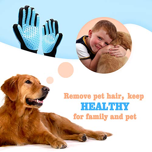 GPODER Cepillo para Guantes con Removedor de Pelo, Guantes Masaje Mascota & Guante Cepillo Para Eliminar Pelo para Muebles, Guantes para Mascotas para Largo Pelo Corto Perro(Guante Doble Lado Derecho)