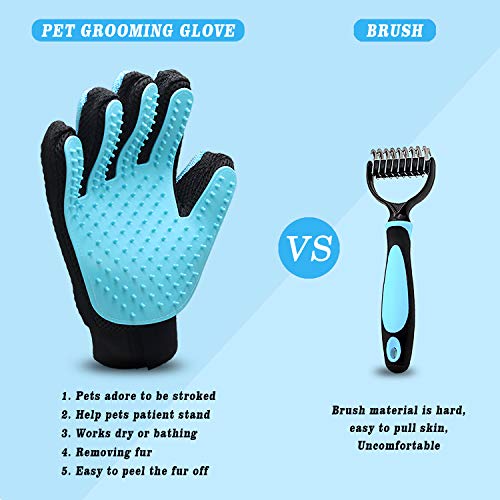 GPODER Cepillo para Guantes con Removedor de Pelo, Guantes Masaje Mascota & Guante Cepillo Para Eliminar Pelo para Muebles, Guantes para Mascotas para Largo Pelo Corto Perro(Guante Doble Lado Derecho)