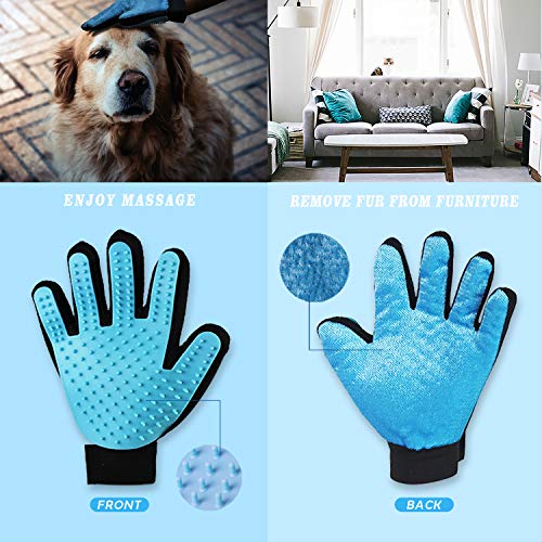 GPODER Cepillo para Guantes con Removedor de Pelo, Guantes Masaje Mascota & Guante Cepillo Para Eliminar Pelo para Muebles, Guantes para Mascotas para Largo Pelo Corto Perro(Guante Doble Lado Derecho)