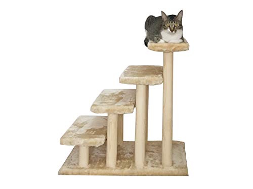 HAIBEIR Escalera de Madera para Mascotas, Escalera de 4 Pasos, escaleras para Perros y Gatos con Alfombra Desmontable para Cama Alta y sofá