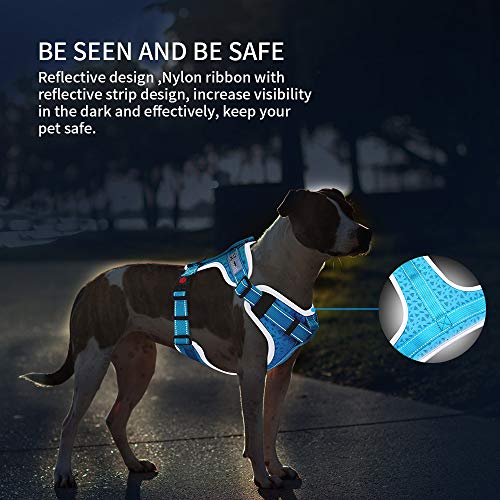 HAPPY HACHI Arnes Perro Chalecos Reflectantes Perros Pequeño Mediano Grande Ligero con Mango Nylon para Caminar Entrenamiento(L Azul)