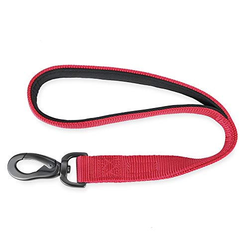 Hyhug Correa Corta de Nylon Resistente de 45,7 cm de Largo con asa Acolchada cómoda y Clip Resistente para Perros Grandes, medianos, para niños y niñas. (Rojo)