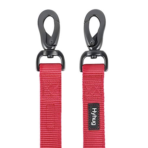 Hyhug Correa Corta de Nylon Resistente de 45,7 cm de Largo con asa Acolchada cómoda y Clip Resistente para Perros Grandes, medianos, para niños y niñas. (Rojo)