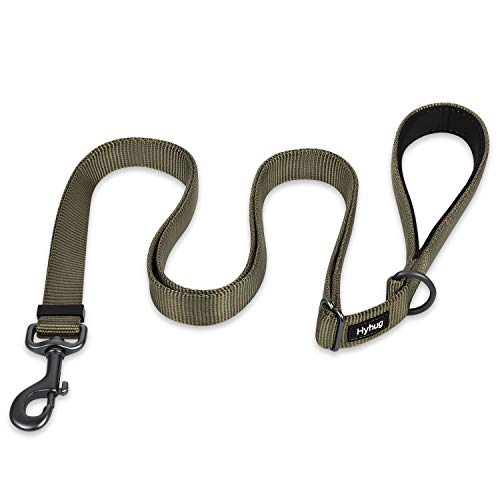 Hyhug Correa de Nylon Ajustable con manija Acolchada y cómoda - para Entrenamiento Diario para Caminar de Perros medianos Grandes y Gigantes (Ajustable Grande L, Verde Militar)