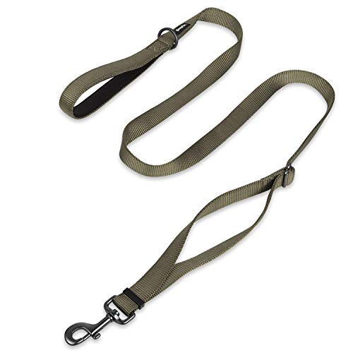 Hyhug Correa de Nylon Ajustable con manija Acolchada y cómoda - para Entrenamiento Diario para Caminar de Perros medianos Grandes y Gigantes (Ajustable Grande L, Verde Militar)