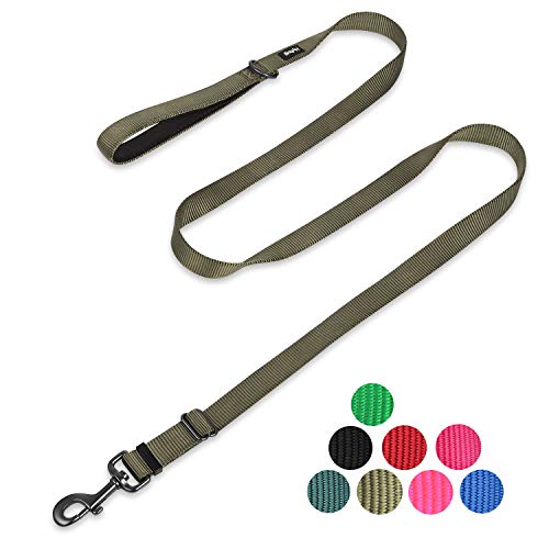 Hyhug Correa de Nylon Ajustable con manija Acolchada y cómoda - para Entrenamiento Diario para Caminar de Perros medianos Grandes y Gigantes (Ajustable Grande L, Verde Militar)